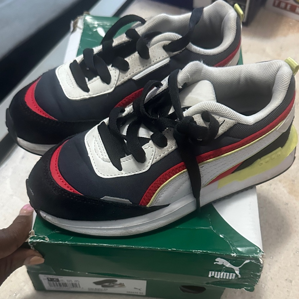 Puma Kids' Black, Red, and Yellow Sneakers